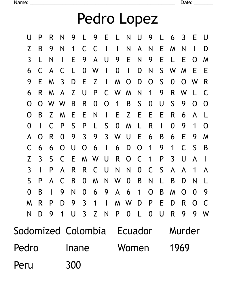 Pedro Lopez  Word Search