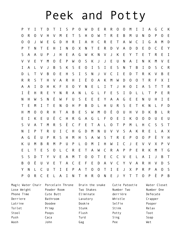Peek and Potty Word Search