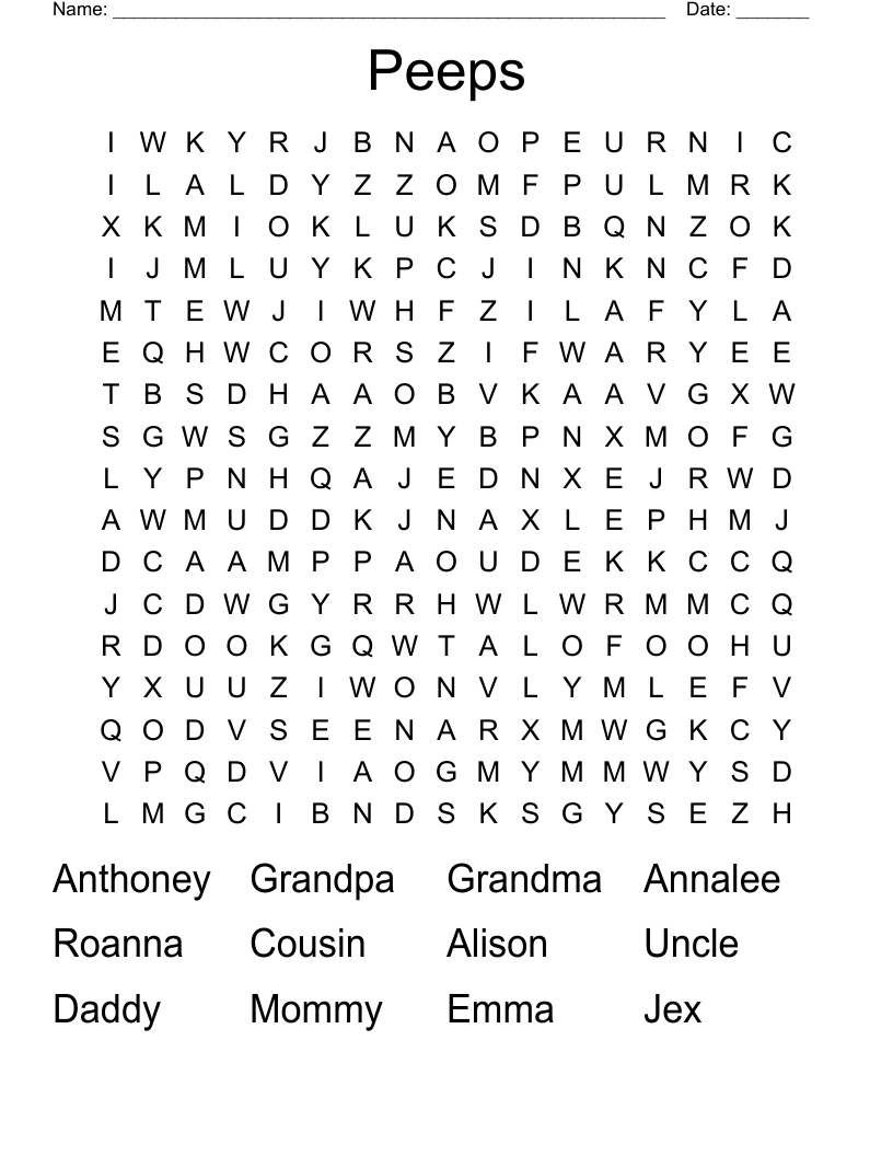 Peeps Word Search