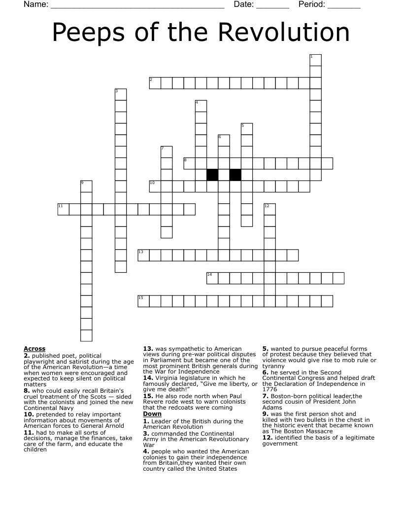Peeps of the Revolution Crossword