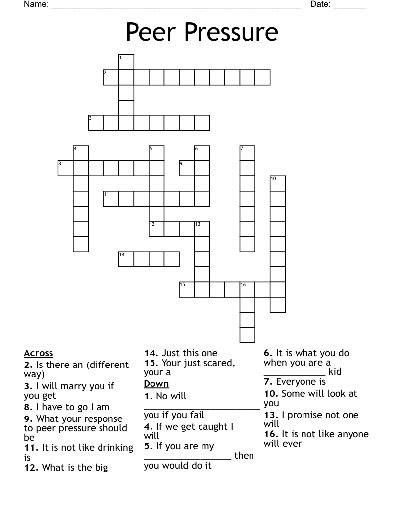 Peer Pressure Crossword