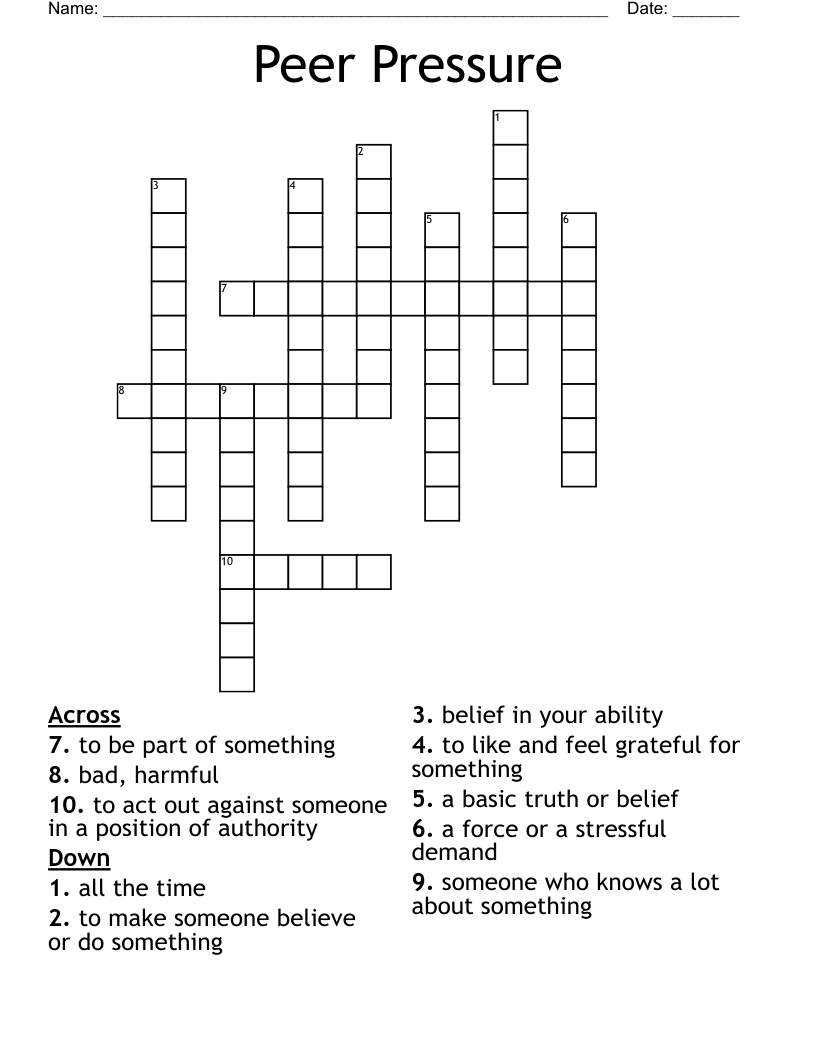Peer Pressure Crossword