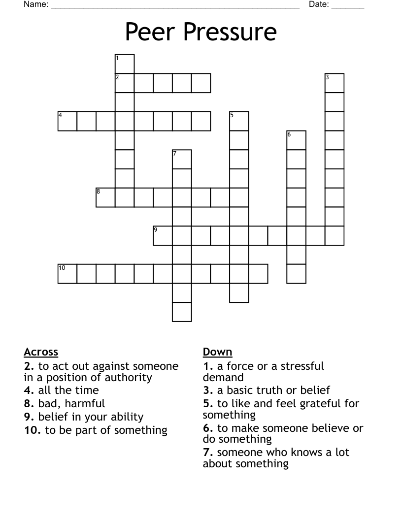 Peer Pressure Crossword
