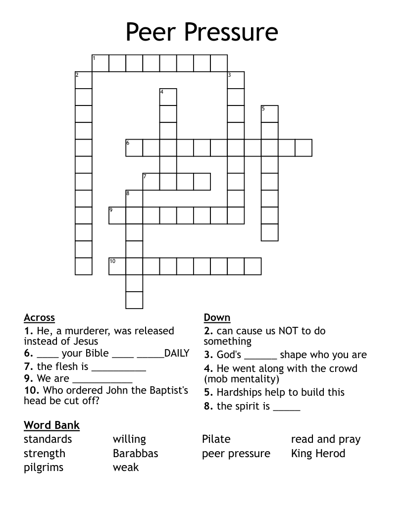 Peer Pressure Crossword