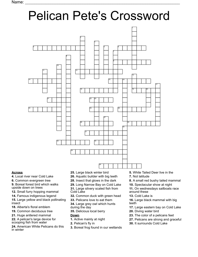Pelican Pete's Crossword