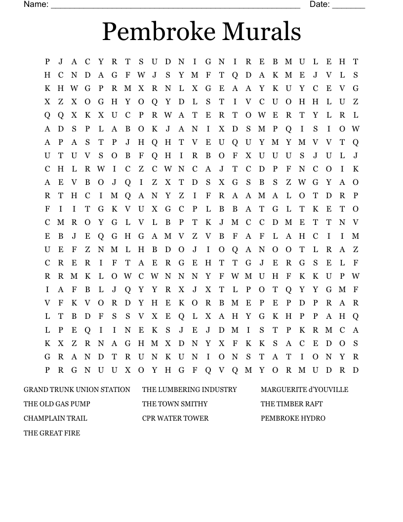 Pembroke Murals Word Search