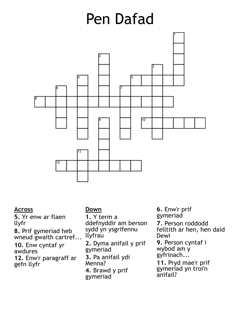 Pen Dafad Crossword