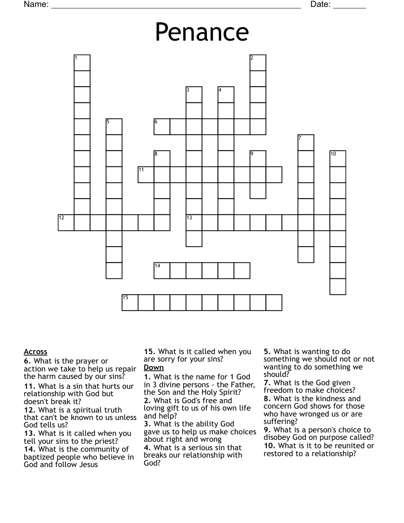 Penance Crossword