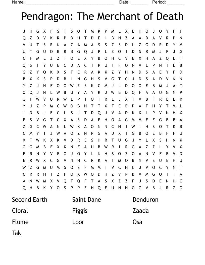 Pendragon: The Merchant of Death Word Search