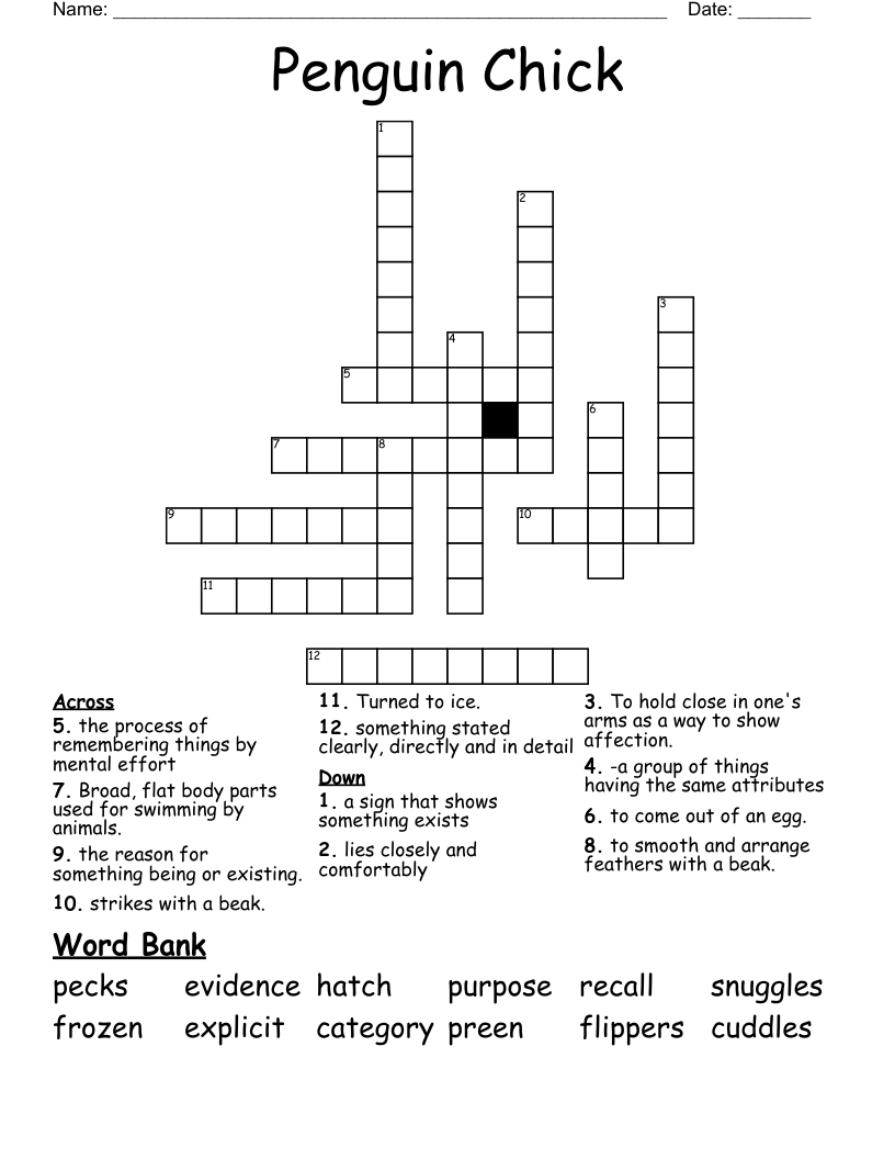 Penguin Chick Crossword