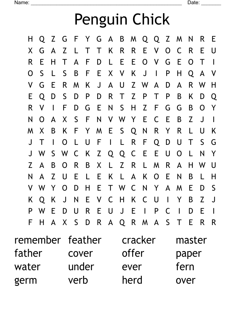 Penguin Chick Word Search