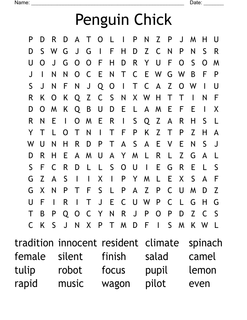 Penguin Chick Word Search
