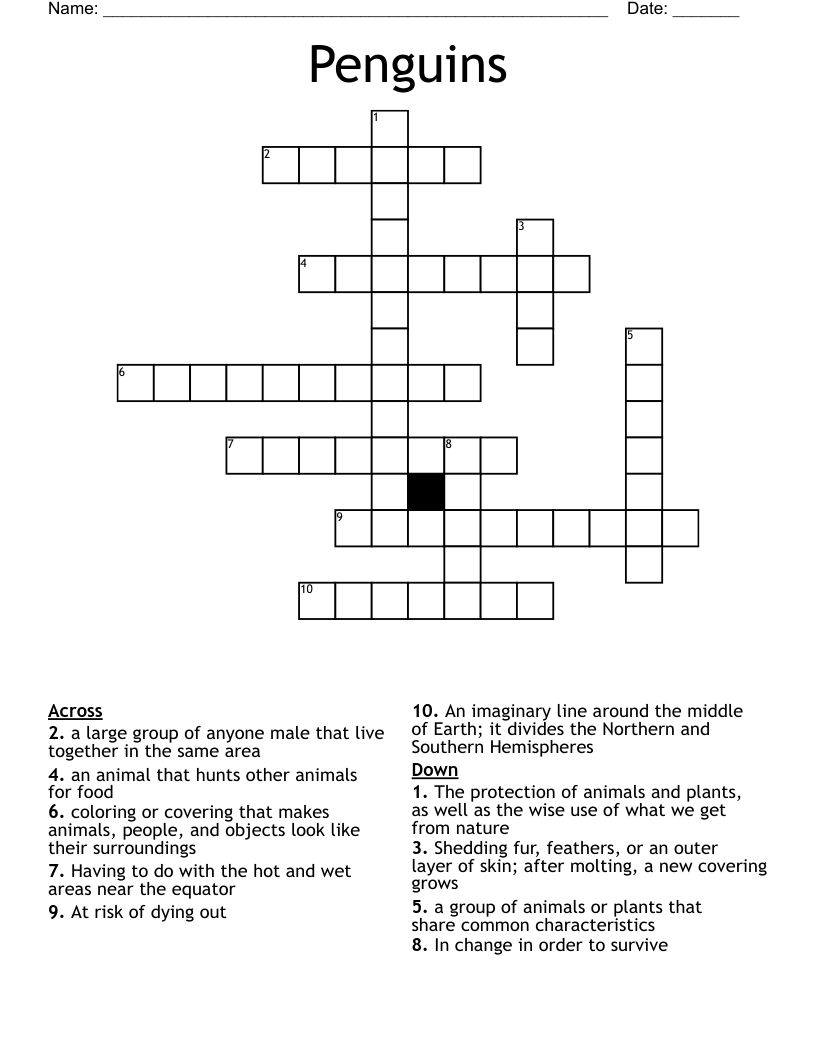 Penguins Crossword