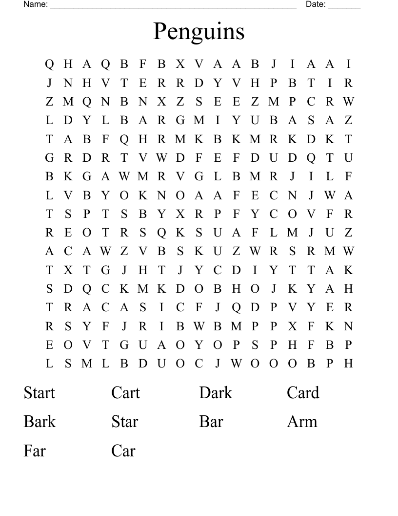 Penguins  Word Search