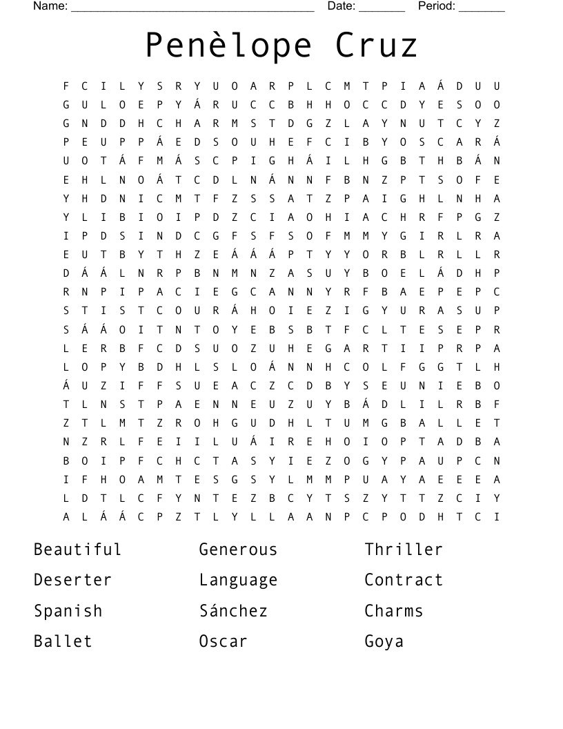Penèlope Cruz  Word Search