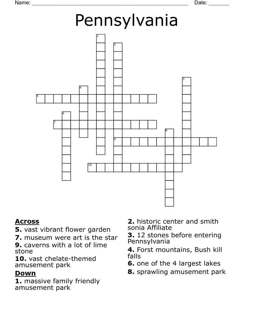 Pennsylvania Crossword