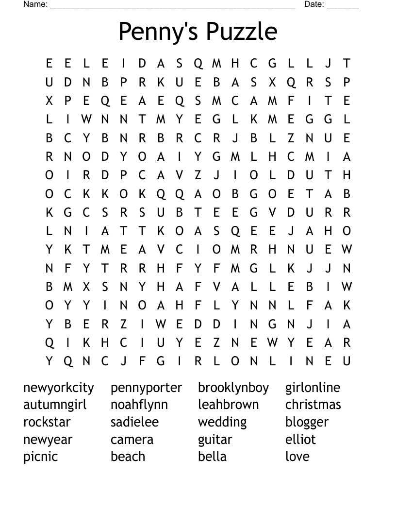 Penny's Puzzle Word Search