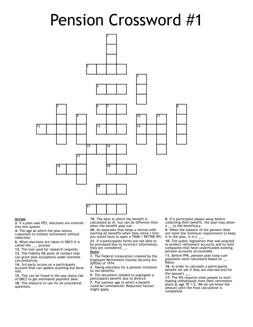 Pension Crossword #1
