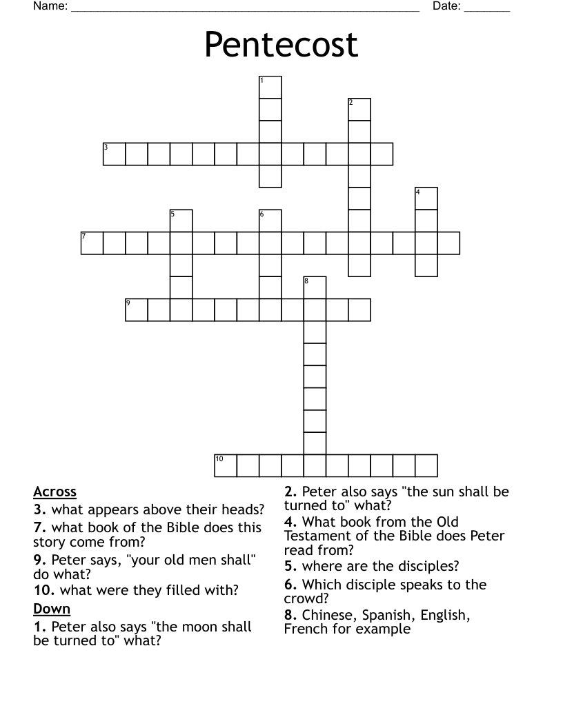 Pentecost Crossword