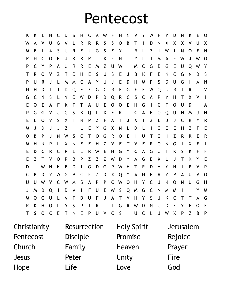 Pentecost Word Search
