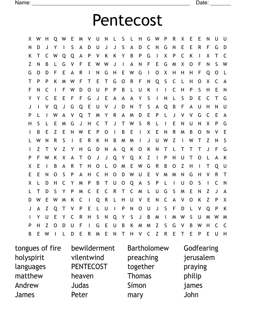 Pentecost Word Search