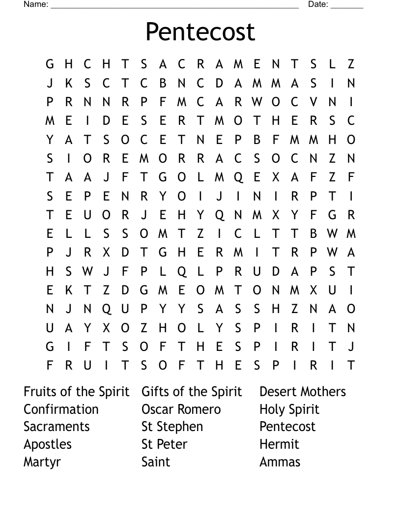 Pentecost Word Search