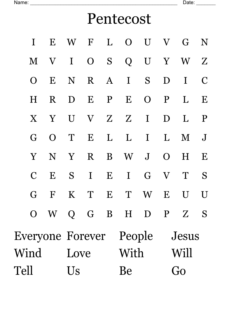 Pentecost Word Search