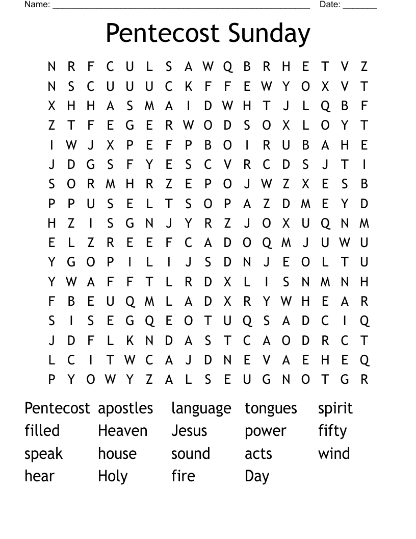 Pentecost Sunday Word Search