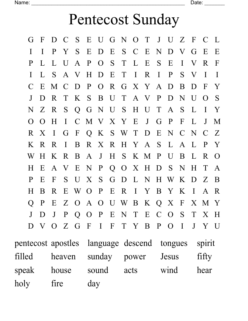 Pentecost Sunday Word Search