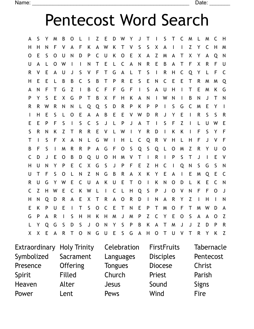 Pentecost Word Search