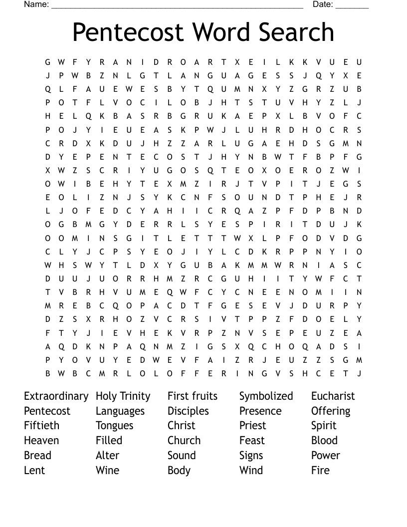 Pentecost Word Search