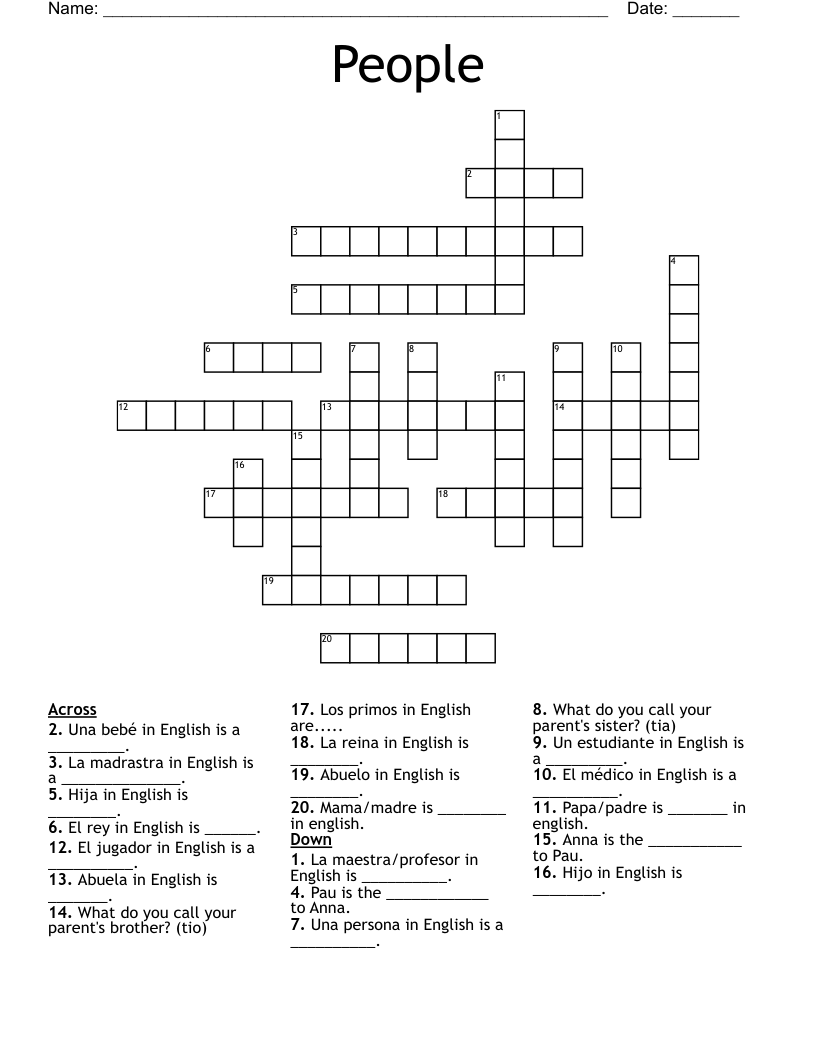 People Crossword