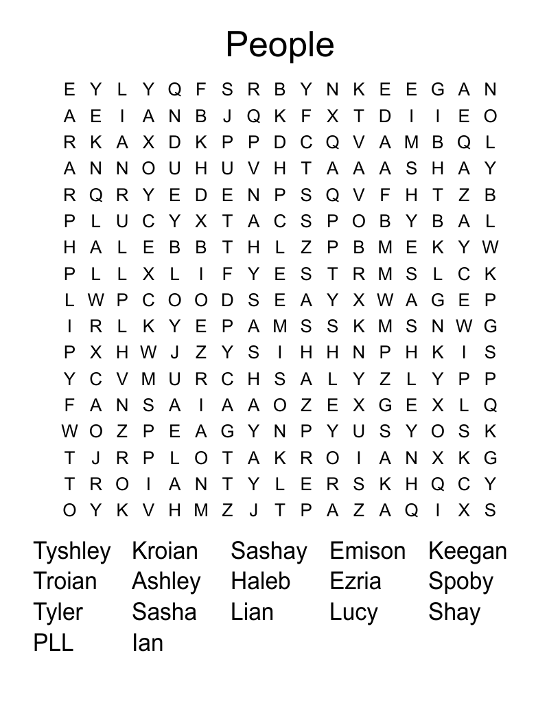 People Word Search