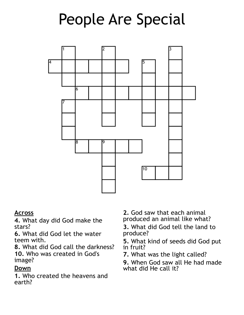 People Are Special Crossword