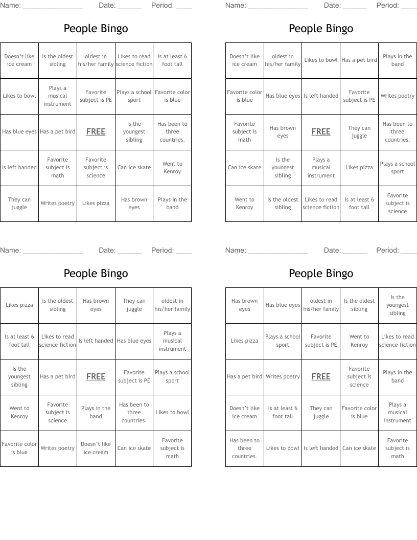 People Bingo