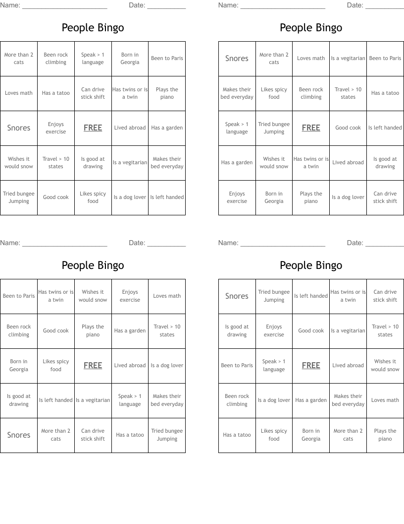 People Bingo