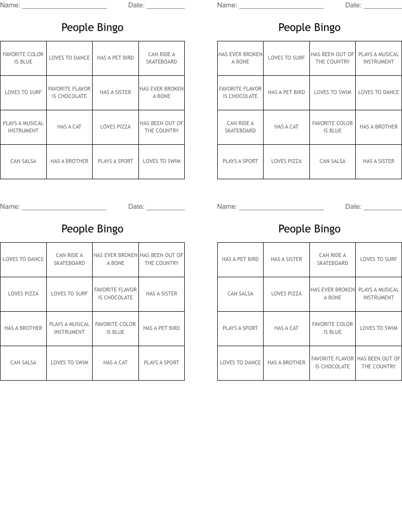 People Bingo