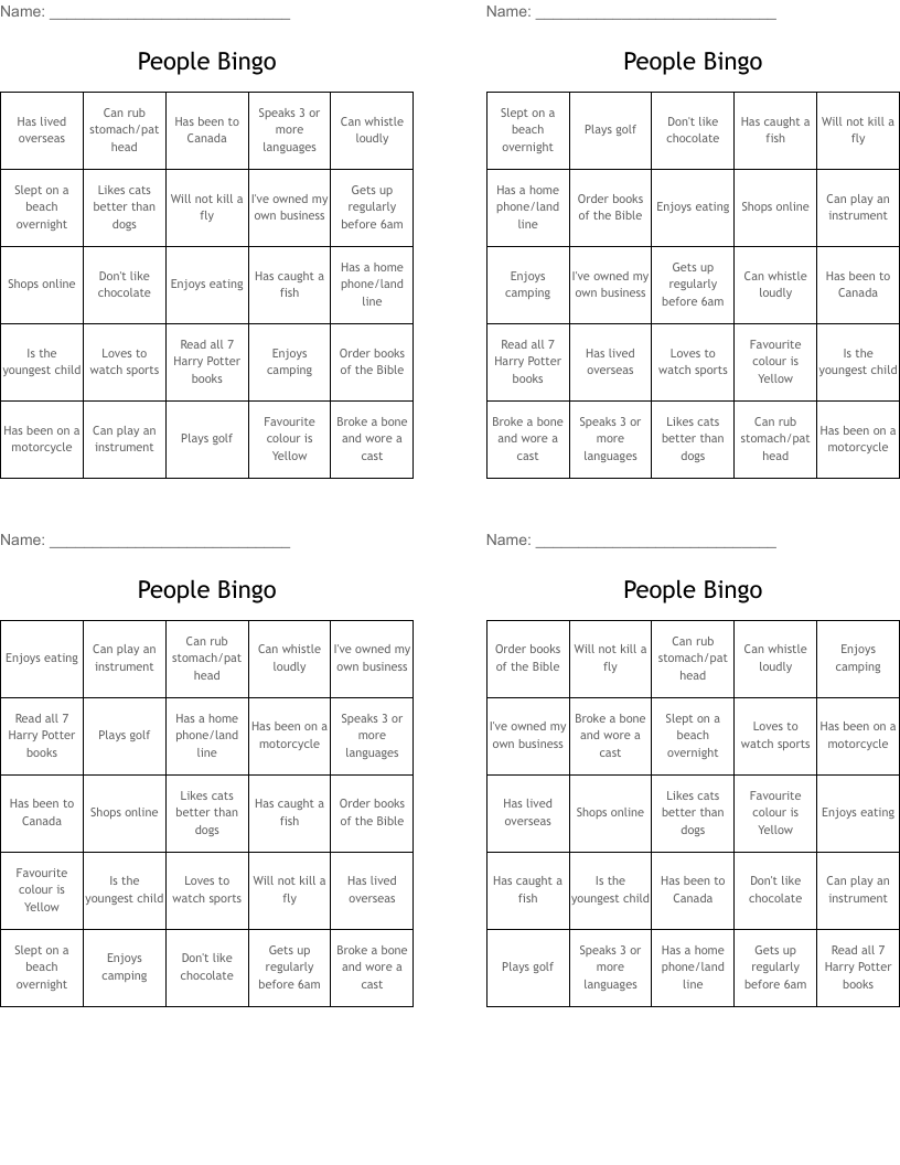 People Bingo
