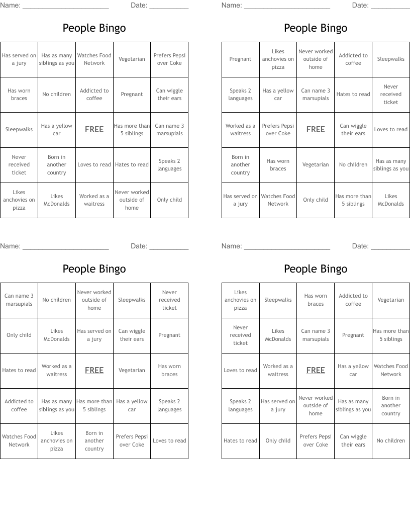 People Bingo