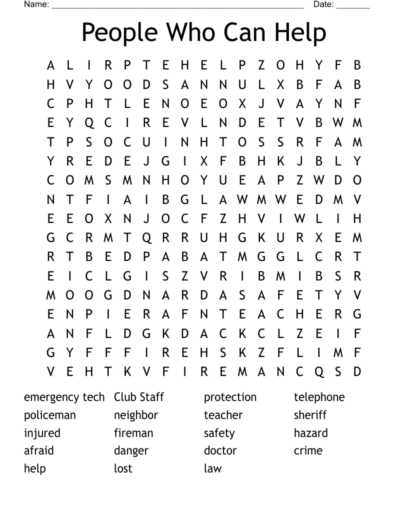 People Who Can Help Word Search