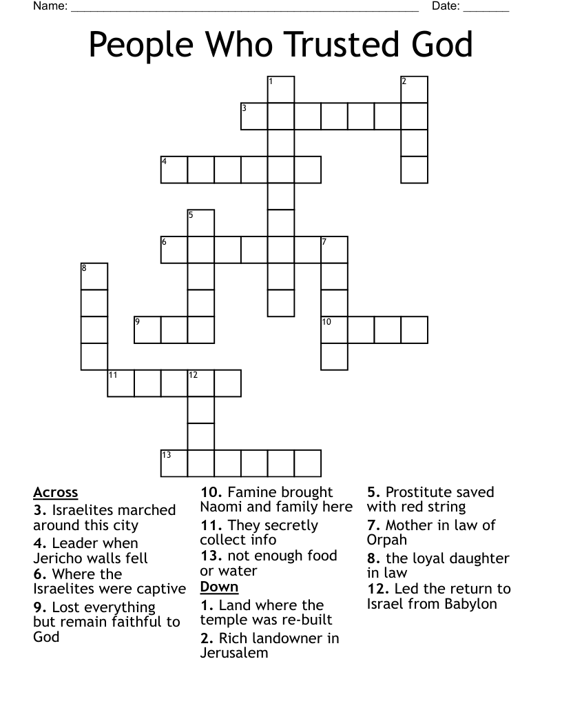 People Who Trusted God Crossword