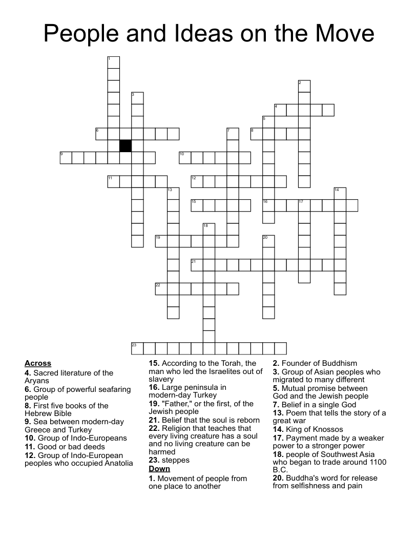 People and Ideas on the Move Crossword