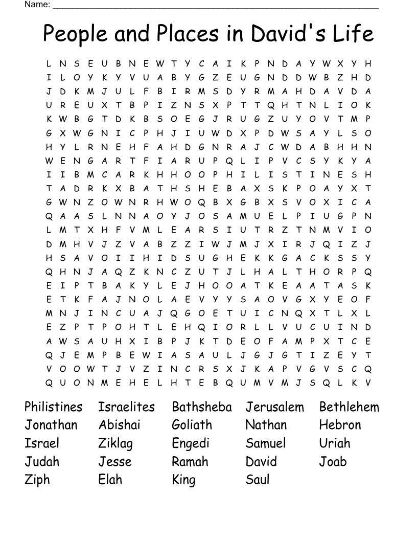 People and Places in David's Life Word Search