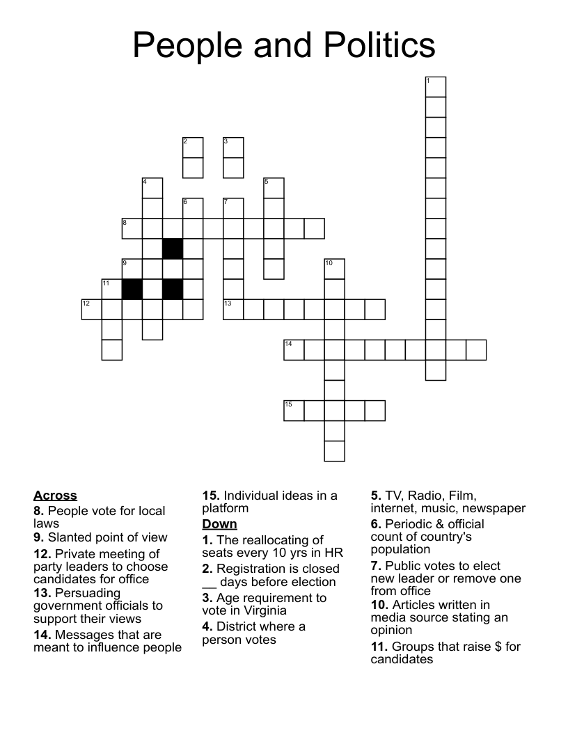 People and Politics Crossword