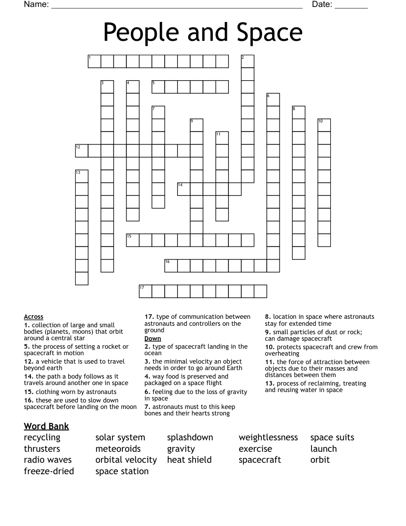 People and Space Crossword