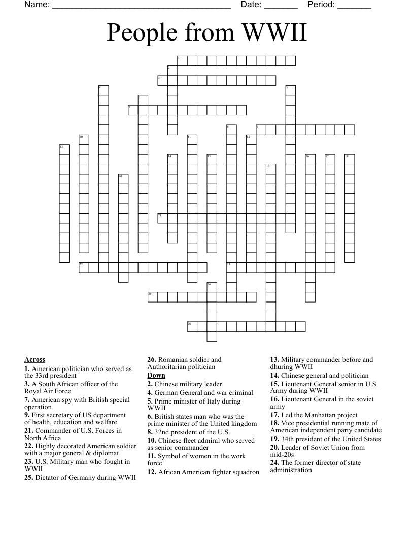 People from WWII Crossword