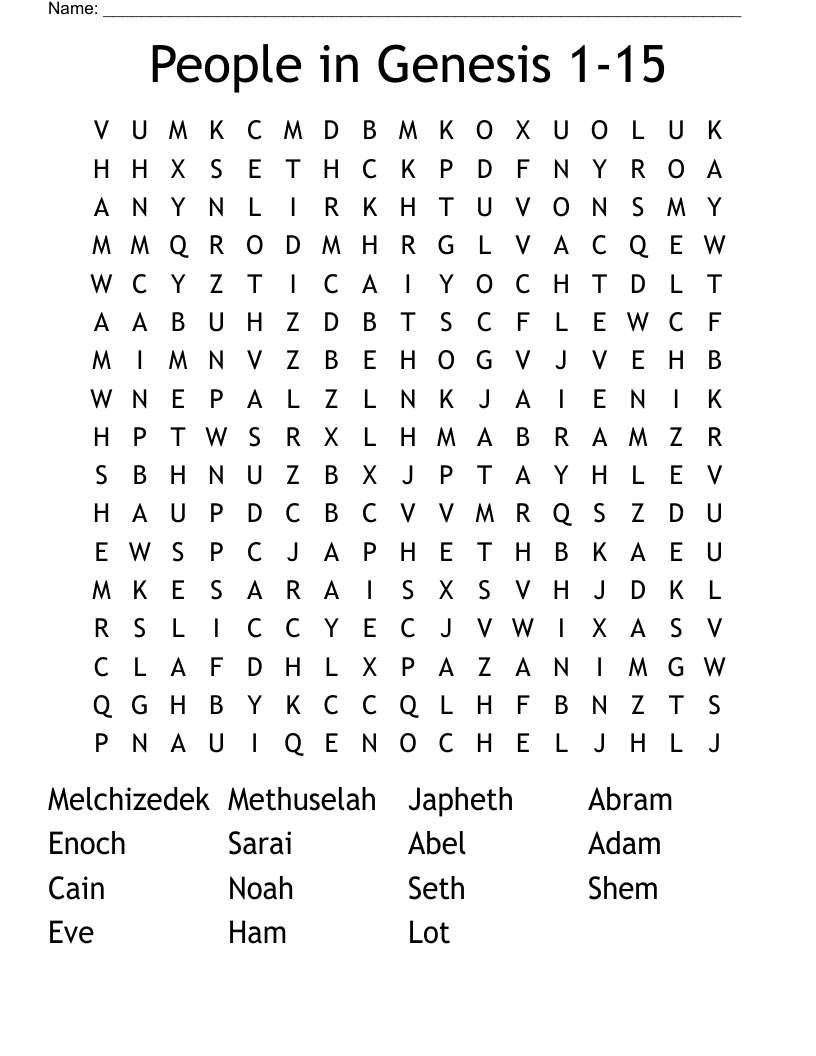 People in Genesis 1-15 Word Search