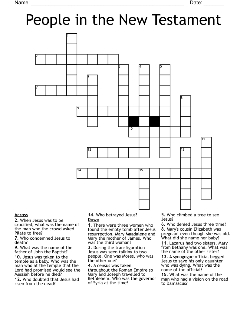 People in the New Testament Crossword