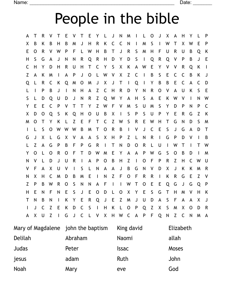 People in the bible Word Search