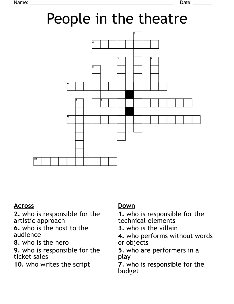 People in the theatre Crossword